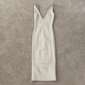 Peace + Love Nude Bandage Scoop Back Bodycon Midi